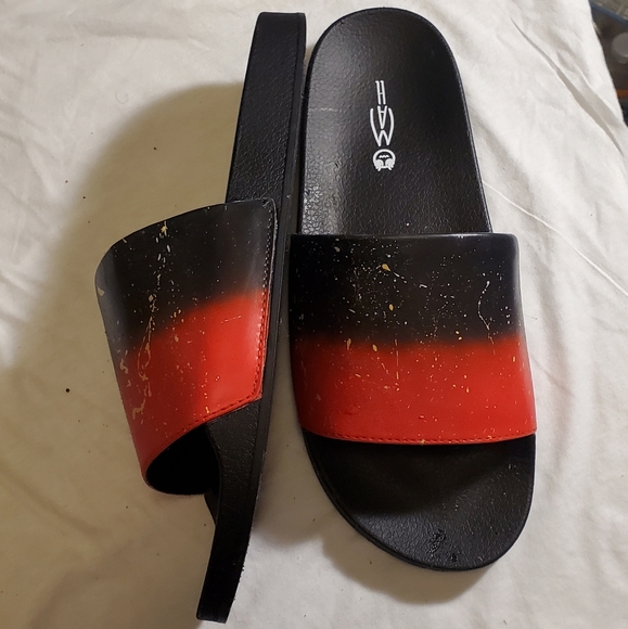 Mens Red Faded Slides - Picture 2 of 3